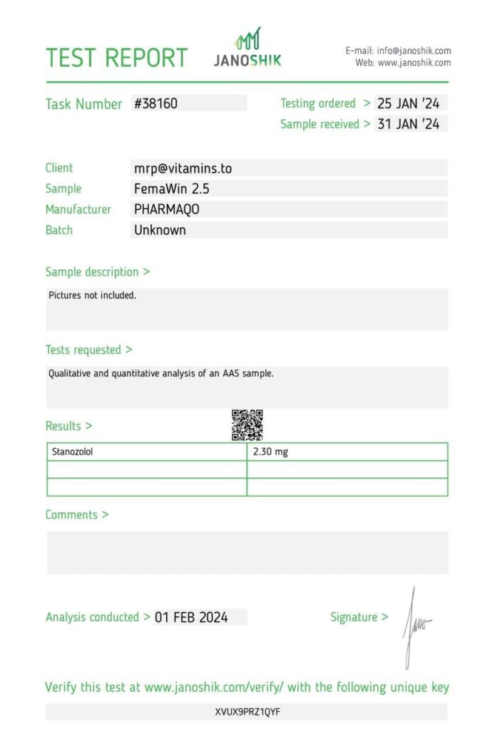 Buy FAMAWIN 2.5 online - Pharmaqo lab test reports